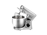 Swiss Pro+ Batidora Amasadora 10Litros 2200W en 6 Niveles, 5 Funciones, Movimiento Planetario Bol de Acero de 10 Litros y Accesorios para Batir y Amasar (Gris)