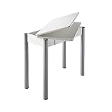 MOMMAHOME® Mesa de Cocina o salón Extensible, Mesa Comedor Extensible, Mesa Plegable, Mesa Comedor Moderna, Color Blanco/Plata, RIBETA, Medidas 80x40/80x78 cm