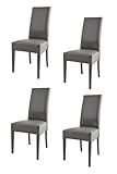 t m c s Tommychairs - Set 4 sillas Luisa para Cocina, Comedor, Bar y Restaurante, solida Estructura en Madera de Haya y Asiento tapizado en Polipiel Gris Oscuro