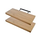Etrexonline Estante de Pared 60x25x4cm Color Roble, Balda Flotante Pared de Madera Fijación Invisible, Estantes de Almacenamiento Decorativos, Ideal para Salón, Habitación, Pasillo, etc..(2pz)