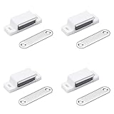 Navaris Imanes Puertas Armario - 4x Iman Puerta Armario y Muebles - Cierre Magnetico Puerta Montaje Adhesivo o Con Tornillos Incluidos - Sujeción de 14 kg - Blanco