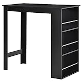 HOMCOM Mesa de Bar de Bistro Mesa de Comedor con 3 Estantes para Bebidas y Barra Estructura de Madera Mesa Alta para Cocina Sala de Estar 112x57x106 cm Negro