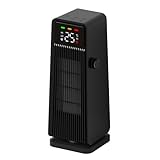 Calefactor Bajo Consumo, 1500W PTC Calentador De Ventilador, 4 Modos, Oscilante De 70° Con Termostato, Temporizador 12H, Modo ECO-Auto, Protección Contra Sobrecalentamiento y Vuelco, para Hogar,negro