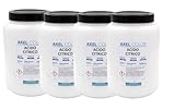 Ácido cítrico en gránulos, natural y ecológico, puro al 100% para limpieza e higiene del hogar, multiusos: suavizante, antical, desincrustante, abrillantador, descalcificador, 4 unidades de 1 kg