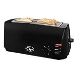 Tostadora Quest 4 rebanadas negra - Ranuras largas extra anchas para bollos y bagels - 6 configuraciones - Recalentar y descongelar