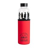 Grupo Erik Botella agua cristal Stranger Things - Botella cristal 500ml : Botella agua niños | Stranger Things Merchandising - Botella termica 500ml - Botellas de agua con funda protectora