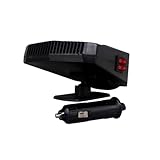 Riloer Ventilador calefactor para automóvil 12 V, 200 W 3 en 1 automático con función de purificación de aire, descongelación del parabrisas del cigarrillo enchufable a prueba de polvo negro