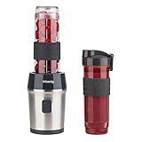 H.Koenig SMOO9 Batidora de Vaso Portátil, Licuadora Mini, Smoothie Maker, Batidora Para Zumos, Batidos, Smoothies, Capacidad de 570 mL, 300 W, Incluye 2 Botellas Portátiles, Acero Inoxidable