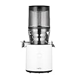 HUROM Exprimidor lento,Exprimidor de verduras y frutas,H320N,Prensa fría eléctrica,Motor silencioso,Fácil de limpiar,Con depósito grande y filtro de colador,2 l,200 W,Sin BPA,Blanco
