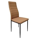 Pack de 2 Sillas Comedor Avat Estilo Moderno Patas Acero Asiento Polipiel Color Marrón