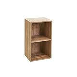 LOLAhome Estantería Cubo de Madera para Despacho, Librería, Dormitorio o Despensa (Natural, 2 estantes (54 cm))