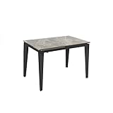 SOLOLED Mesa extensible de 120 a 170 cm, moderna, de comedor con una extensión superior de cerámica sobre cristal templado y patas de metal, ancho 80 cm, para 6 personas (mármol antracita)