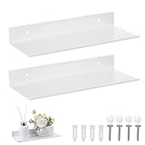 JIZZU Estanteria Pared, 2Pcs Estante Flotante Baldas Pared de Metal, 30x12x4cm Baldas Flotantes Pared para Cocina Baño Salón Oficina, Estantería Pared Stantes Flotantes Mate Blanco
