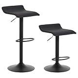 WOLTU 2X Taburete de Bar Acero Cromado Piel Sintética Sillas Alta Taburete Cocina Silla de Comedor, Paquete de 2 Unidades Negro