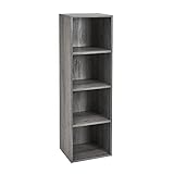 LOLAhome Estantería Cubo de Madera para Despacho, Librería, Dormitorio o Despensa (Gris, 4 estantes (106 cm))