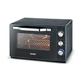 SEVERIN Horno tostador XXL con función de convección, mini horno tostador con rejilla y bandeja, horno pequeño con piedra para pizza y asador, 2200 W, 60 L, negro, TO 2073