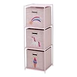 WELL HOME - Estanteria cajonera de 3 estantes en metal color rosa H.102cm