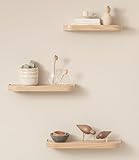 Kazai.® Estantería Pared Set 'Neva' | 3 Baldas Flotantes en Chapa de Madera Natural | Estante para Decoración y Almacenamiento en Baño, Cocina, Sala, Dormitorio y Más | Roble, Blanco