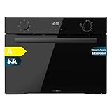 Cecotec Horno Integrable Multifunción de 53L Bolero Hexa M224500 Glass Black A. 2600W, 7 Funciones con Grill, Defrost, Steam Assist, Bajo Consumo, Fácil Limpieza, Control Táctil, Ventilador