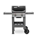 Weber Spirit II E-210 GBS Barbacoa de Gas, 2 quemadores, Superficie de cocción de 51 x 46 cm, termómetro en la Tapa, Mesa Lateral Plegable (Izquierda), 4 Ruedas - Negro/Plata (44010149)