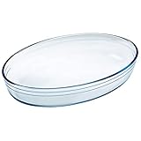 Tradineur - Fuente para horno ovalada - Fabricado en Vidrio - Apto para horno, microondas, congelador y lavavajillas - 1,6 Litros - 26 x 18 x 6 cm