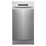 Hisense HS543D10X-Lavavajillas, Libre Instalación, 45cm de Ancho, Class D, 11 Servicios, 8 Programas, 1/2 Media Carga, 3ª Bandeja, Inicio Diferido, Apertura Automática de Puerta, Inox