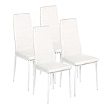 GOKHOMX - Juego de 4 sillas de comedor modernas, sillas de cocina con patas de metal, silla de comedor tapizadas de piel sintética para comedores y cocina y restaurante (blanco)