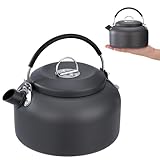 AYMQC Hervidor de Camping 0.8 L Tetera de Aluminio Ligero Cafetera Portátil Teteras de Calentamiento Rápido con Bolsa de Transporte para Acampar Picnic Senderismo Pesca (Gris)