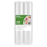Radikor Bolsas Vacio Alimentos, 2 Rollos 28x600cm Rollos Envasadora al Vacío, Bolsas Envasar al Vacio Alimentos, Bolsas para Conservación de Alimentos, Sous Vide Cocina, Sin BPA
