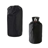 BUDPSI Cubierta para Bombona de Gas, 31 X 59 cm, Poliéster Cubierta de Tanque de Propano, Negro Funda para Bombona de Gas, con Cordón, Tapa del Depósito de Gas, para Exteriores, Barbacoa, Cocina