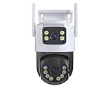 KKENZA Cámara CCTV IP de Seguridad con protección PTZ, cámara WiFi, Lente Dual, Zoom 5X, visión Nocturna, Seguimiento automático, cámara de vigilancia WiFi(EU Plug,8MP NO Card)
