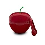Cecoa – Cubo de Hielo con Forma de Fruta y Pinza para Cubitos de Hielo, Doble Pared con Pinza y Tapa, hermética, Ideal para Aperitivos, Bebidas y cócteles, 700 ml (Cereza)
