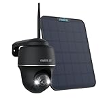 Reolink 4K 8MP Camara Vigilancia WiFi Exterior Solar, 360° PTZ Cámara Sin Cables con Foco, Visión Nocturna en Color, WiFi 2,4/5 GHz, Detección Inteligente, Argus PT Ultra(Negro) + Panel Solar 6W