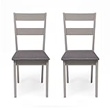 Homely - Pack de 2 sillas de Comedor o Cocina Dallas, Estructura de Madera lacada en Color Gris Claro, Asiento tapizado en Tela Color Gris, de 40,5x48,5x89 cm