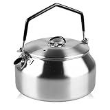 Hervidor de agua de 1 L de acero inoxidable, hervidor de agua para camping, hervidor de agua portátil con mango anticaliente, cocina de gas, tetera para cocinar, hervidor de agua de acero inoxidable