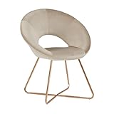 Duhome Silla de Comedor diseño Retro con Brazos Silla tapizada Vintage sillón con Patas de Metallo 439D, Color:Beige, Material:Terciopelo