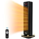 Aigostar Calefactor Cerámico PTC, Mando a Distancia, 2000W, Pantalla LED, 4 Modos y Función ECO, Ahorro de Energía, Temporizador 24 Horas, Silencioso, Oscilación 70º, Color Negro, 20m2