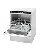 HENDI Lavavajillas industrial, para cestas 40x40cm, con control electromecánico, máquina lavaplatos lavavasos lavacopas, 230V, 2800W, 470x510x(H)710mm, acero inoxidable