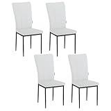 WOLTU Sillas Comedor Pack de 4, Sillas Comedor Tapizadas, Respaldo Alto, Sillon Moderno de Cuero Artificial, Sillas Ergonómicas con Patas de Metal para Comedor, Dormitorio, Salón, Blanco, EZS23ws-4