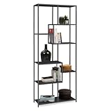 IDMarket - Estantería asimétrica de 8 niveles DAVIS en metal negro mate diseño industrial 161 cm