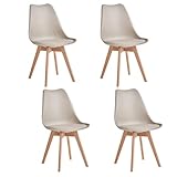 JZGORC Juego de 4 Sillas de Comedor Modernas, Sillas de Cocina con Patas Tapizadas y de Haya para Dormitorio, Salón, Comedor, Cocina - Caqui