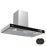 Klarstein Airnova Campana Extractora - 90Cm, 620 M³/H, A++ Eficiencia, LED 6500K, Silenciosa 49 Db, Acero Inoxidable, Recirculación & Extracción