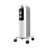 Cecotec Radiador Eléctrico de Aceite Bajo Consumo de 5 Módulos ReadyWarm 550 Space White. 1000W, 3 Niveles de Potencia, Sistema de seguridad y Ruedas, Ideal para 12m², Blanco