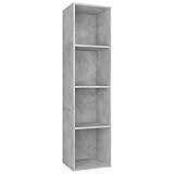 vidaXL Estantería Librería Convertible Mueble TV Estante Libros Vertical 4 Niveles Cubos Módulo Televisión Televisor Contrachapada Color Gris Cemento