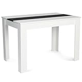 IDMarket ROZY - Mesa de comedor rectangular para 4 personas, 110 cm, color blanco y negro