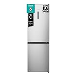 Hisense RB390N4BCC - Frigorífico Combi,No Frost, Inverter, Eficiente Clase C, Capacidad 304 L, 186 cm Al, Cajón Verduras, 4 Estrellas Congelador, Puerta Reversible, Silencioso 39dB, Color Blanco, Inox