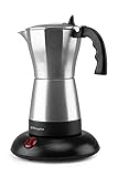 Orbegozo KFE 660 - Cafetera italiana, 3-6 tazas (300 ml), apagado automático, base de tacto frío, café caliente durante 30 minutos, 480 W