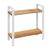 WENKO Louisa - Estantería de Cocina de 2 Niveles para encimera, Madera de Acacia y Metal, CREA más Espacio de Almacenamiento en la Cocina, 32 x 33 x 11 cm, Color Blanco