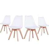 EGOONM Sillas Comedor Pack 4, Nordicas Sillas para Cocina, Oficina, Bar, Sala de Estar-Silla de Cena (Blanco)