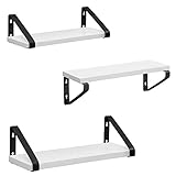 VASAGLE - Estantería de Pared, Estante Flotante, Lote de 3, 2 Formas de Montaje, Estante de Almacenamiento suspendido, para Sala de Estar, Cocina, Oficina, baño, Blanco y Negro LWS033B14